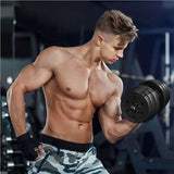 Adjustable Dumbbells and Barbell Set - 20KG Barbell & Dumbbell Fitness Exercise Home Gym Plate Bar Clamp Rod (Yellow) Exercise & Fitness - Tophatter Daily Deals