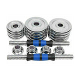 Adjustable Weight Dumbbell Set - 20kg Dumbbells Barbell Weights Set Chrome Cast Iron Home Gym UK Dumbbells & Barbells - Tophatter Daily Deals
