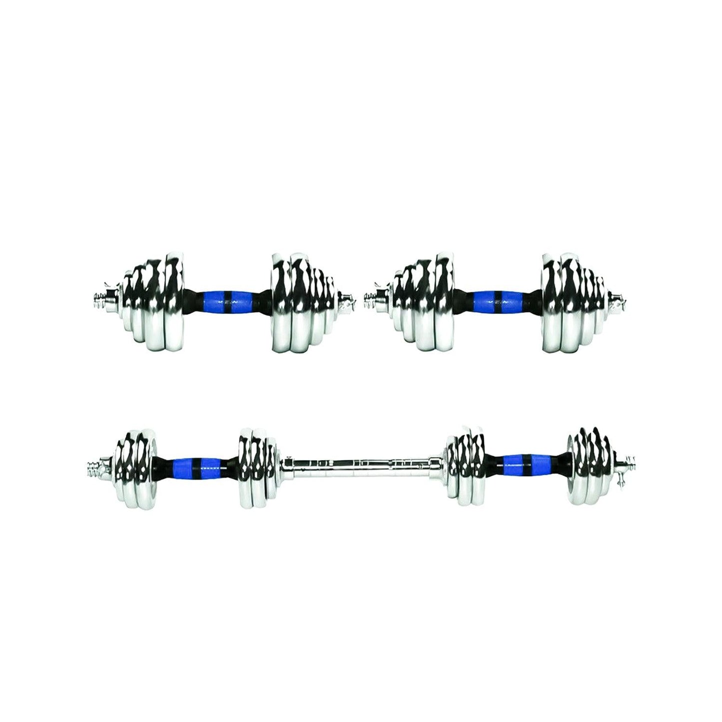 Adjustable Weight Dumbbell Set - 20kg Dumbbells Barbell Weights Set Chrome Cast Iron Home Gym UK Dumbbells & Barbells - Tophatter Daily Deals