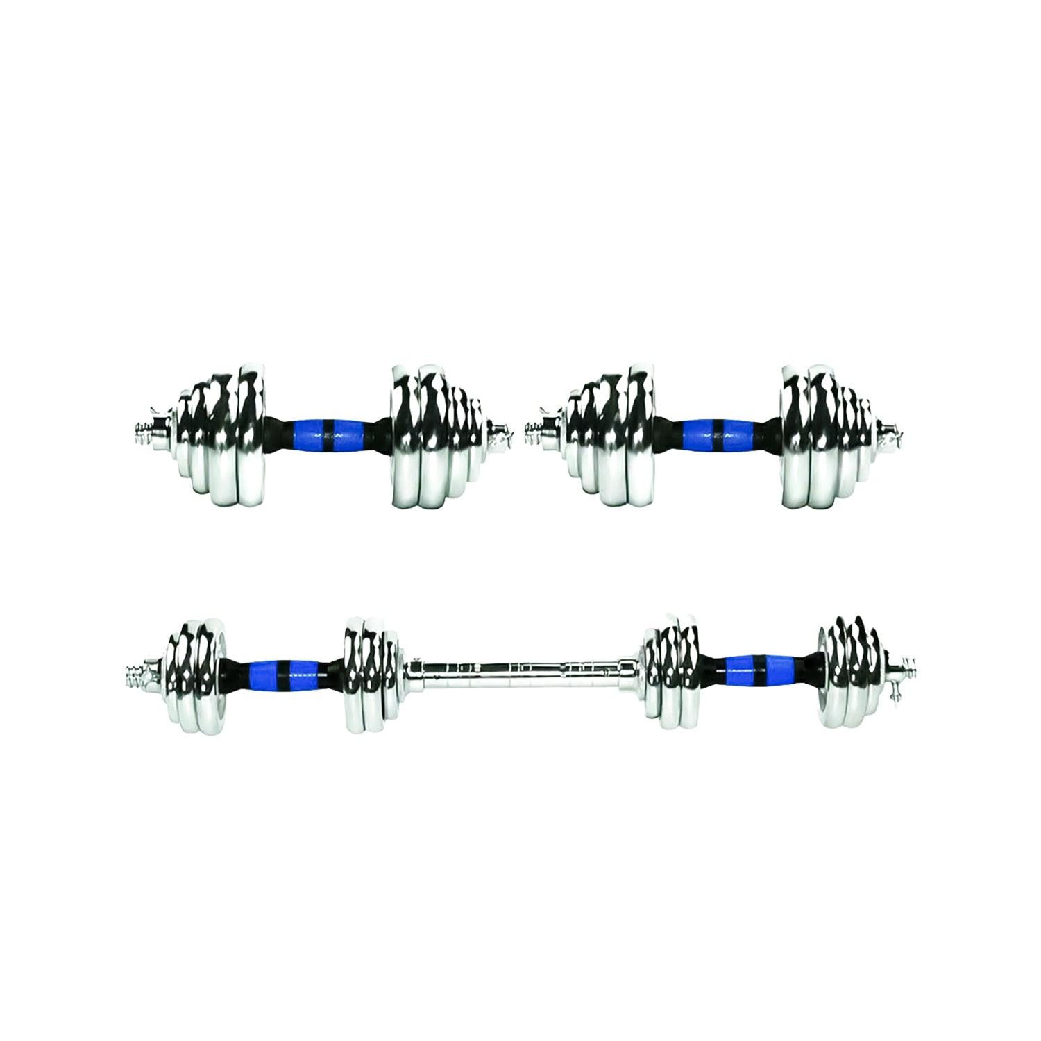 Adjustable Weight Dumbbell Set - 20kg Dumbbells Barbell Weights Set Chrome Cast Iron Home Gym UK Dumbbells & Barbells - Tophatter Daily Deals