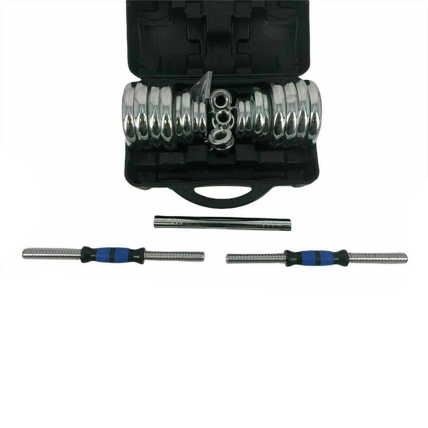 Adjustable Weight Dumbbell Set - 20kg Dumbbells Barbell Weights Set Chrome Cast Iron Home Gym UK Dumbbells & Barbells - Tophatter Daily Deals