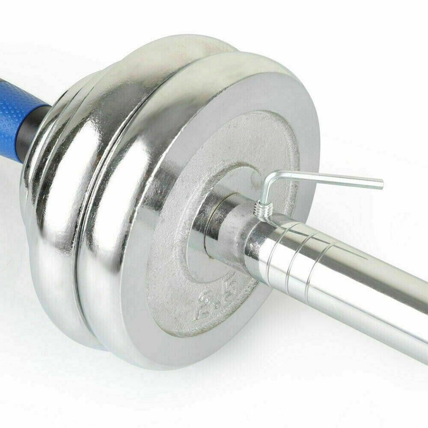 Adjustable Weight Dumbbell Set - 20kg Dumbbells Barbell Weights Set Chrome Cast Iron Home Gym UK Dumbbells & Barbells - Tophatter Daily Deals