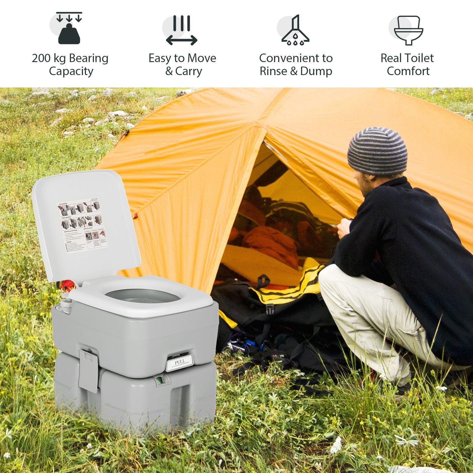 Portable Camping Toilet - 20L Outdoor Toilet Camping Toilet Caravan Commode Flushing Potty RV Trips - Tophatter Daily Deals