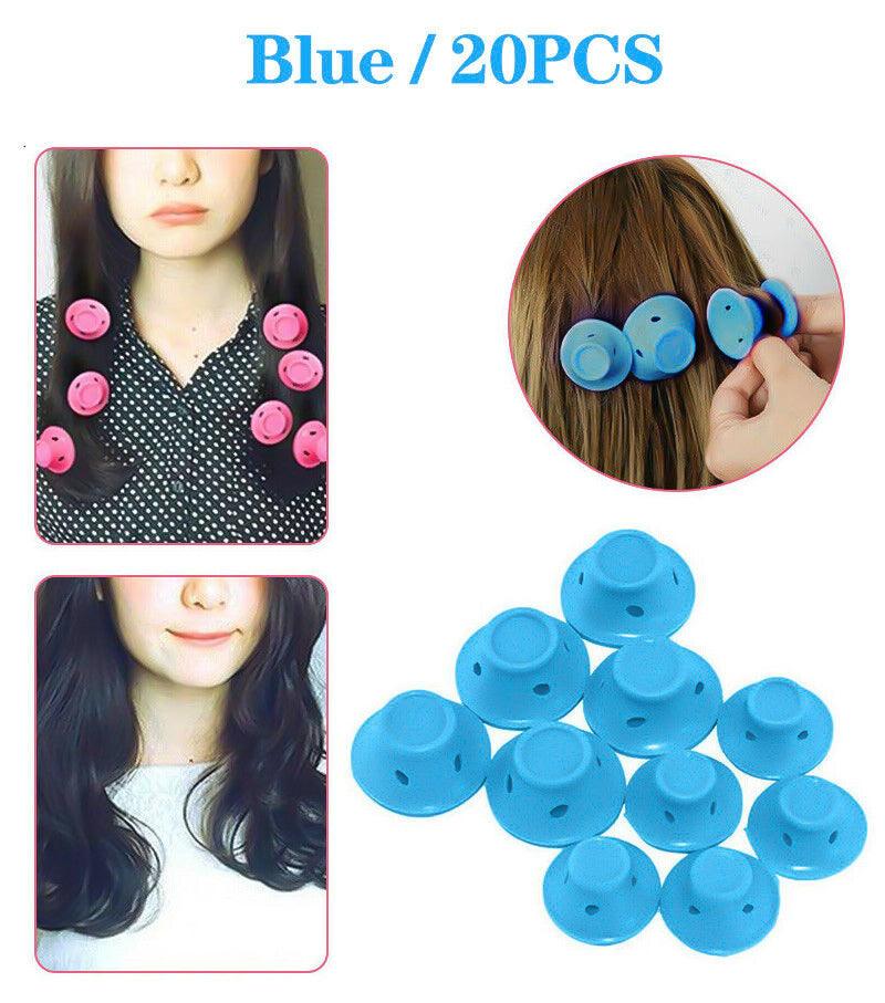 Silicone Hair Curlers - Spoolies Hair Curlers UK 20/40PCS No Heat Silicone DIY Soft Magic Hair Curlers Rollers Care Heatless Clip Blue 20pcs Hair Care - Tophatter Daily Deals