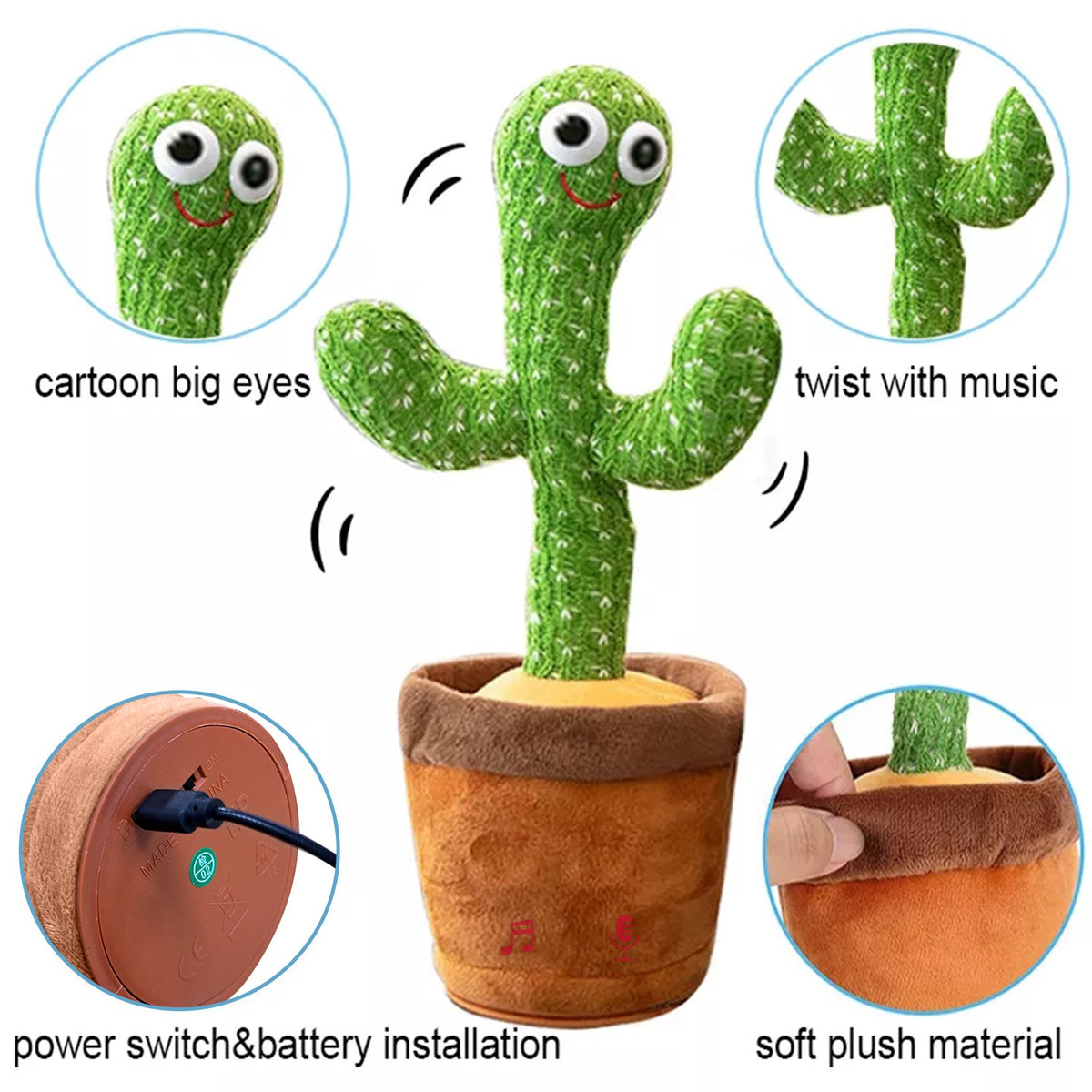 Dancing Cactus Mimicking Toy, USB-C Rechargeable Toys & Games - Tophatter Daily Deals
