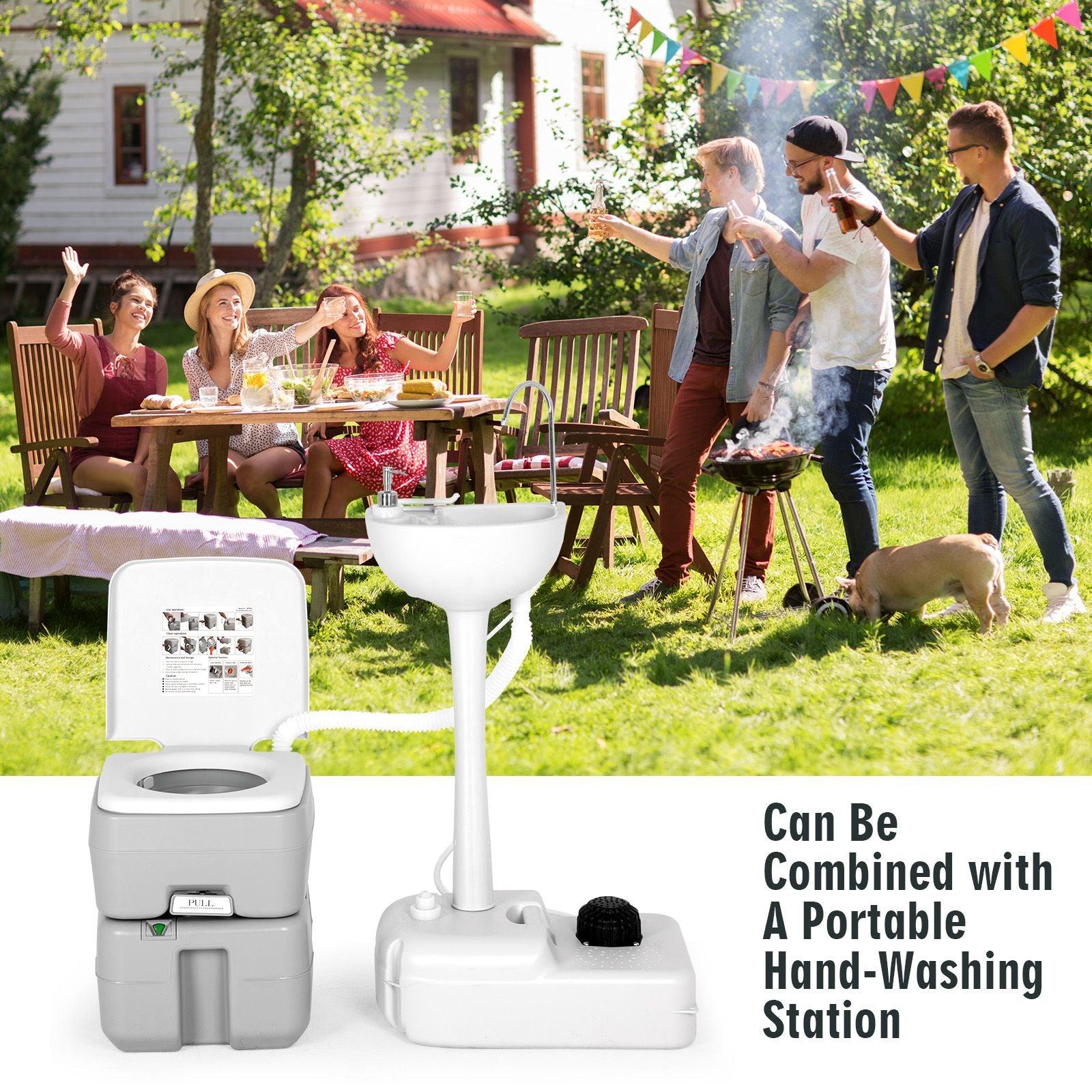 Portable Camping Toilet - 20L Outdoor Toilet Camping Toilet Caravan Commode Flushing Potty RV Trips - Tophatter Daily Deals