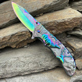 Fantastic Reindeer Folding Knife Colored Titanium - Tophatter Daily Deals