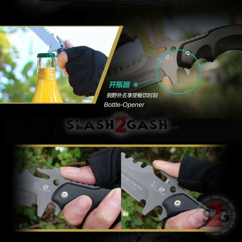 HX OUTDOORS Tactical Knife 440C Blade K10 w/ Sheath Plated Titanium Knife-Fixed - Tophatter Daily Deals