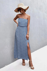 Strapless Split Maxi Dress Casual Dresses - Tophatter Daily Deals
