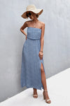 Strapless Split Maxi Dress Casual Dresses - Tophatter Daily Deals