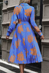 Floral Pleated Surplice Long Sleeve Midi Dress Casual Dresses - Tophatter Daily Deals