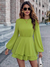 Round Neck Layered Mini Dress Lime Casual Dresses - Tophatter Daily Deals