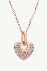 Crystal Heart Pendant Necklace Rose Gold One Size Necklaces - Tophatter Daily Deals