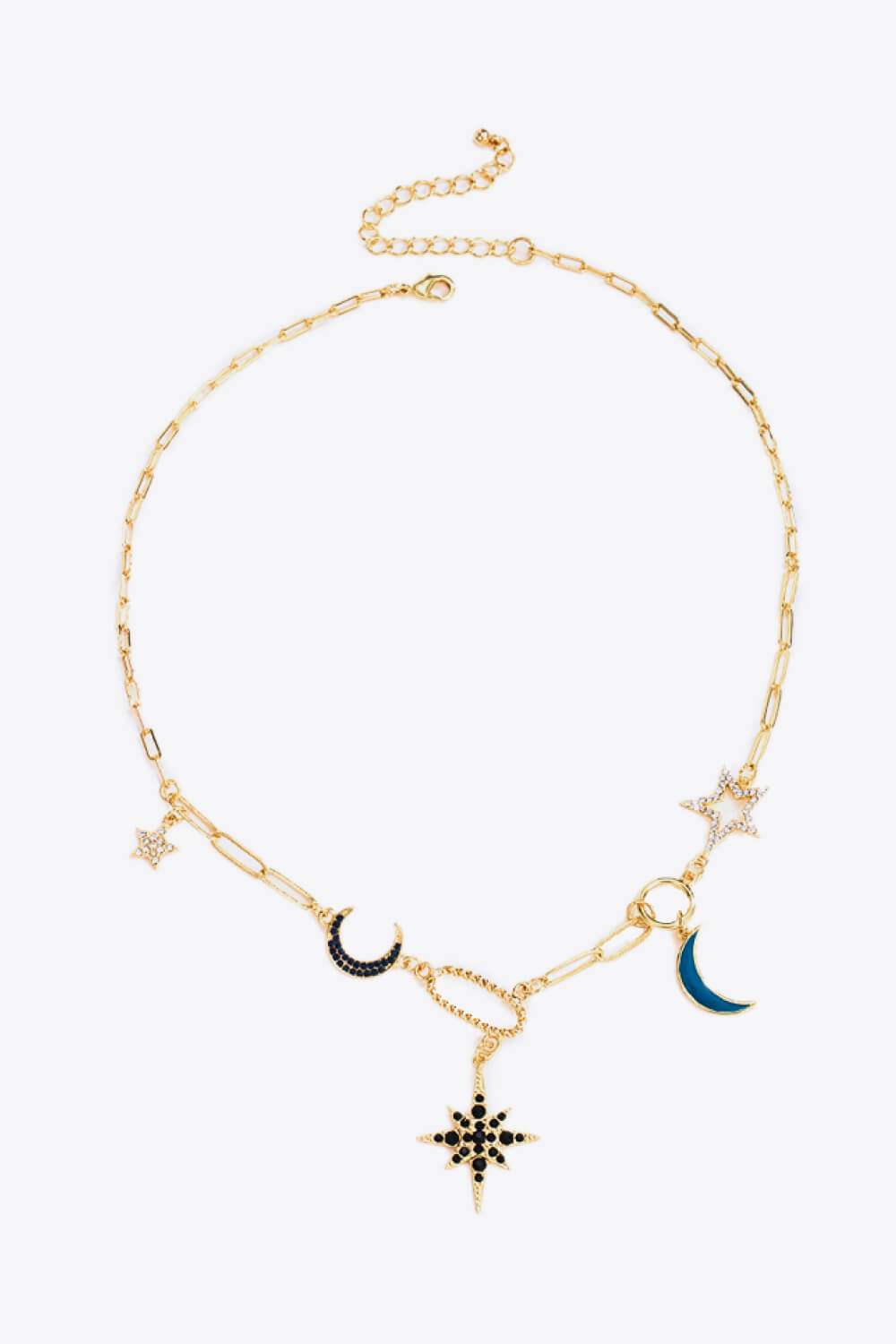 Star and Moon Rhinestone Alloy Necklace Necklaces - Tophatter Daily Deals