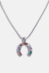 Inlaid Zircon Pendant Stainless Steel Necklace U Silver One Size Necklaces - Tophatter Daily Deals