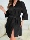 Plus Size Surplice Neck Tie Waist Robe Sleep Dresses - Tophatter Daily Deals