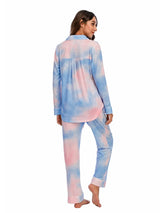 Collared Neck Long Sleeve Loungewear Set with Pockets Loungewear Sets - Tophatter Daily Deals