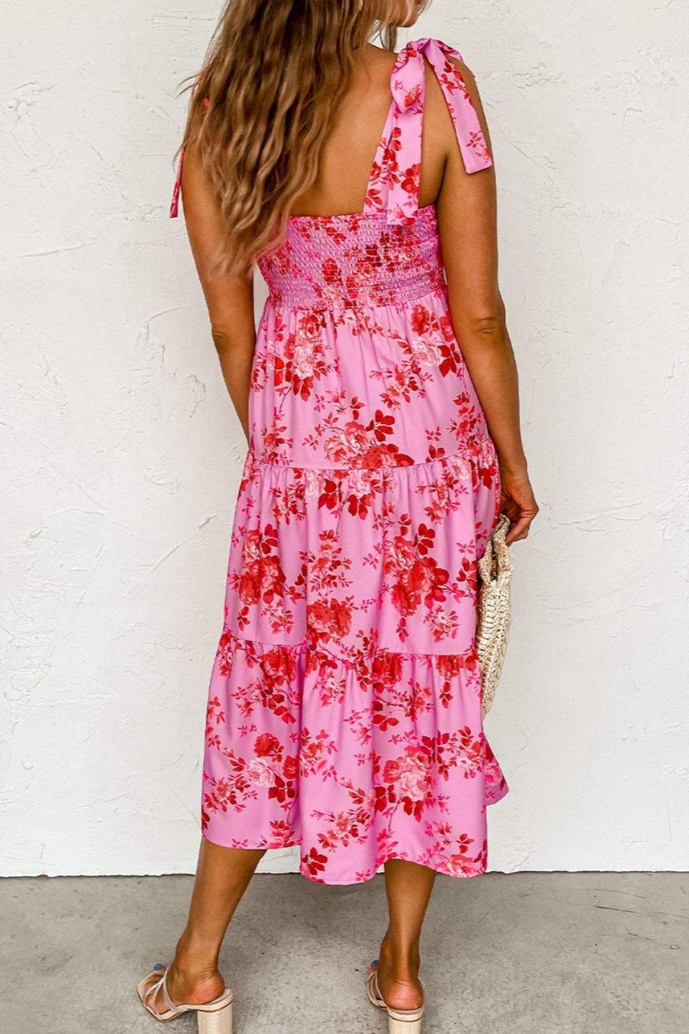 Tied Printed Sleeveless Tiered Dress Casual Dresses - Tophatter Daily Deals