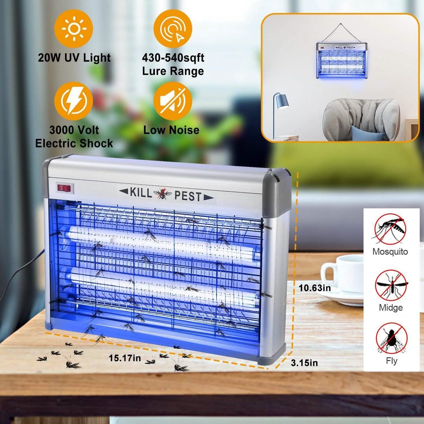 20W Electric Fly Bug Zapper Mosquito Insect Killer Pest Control - Tophatter Daily Deals