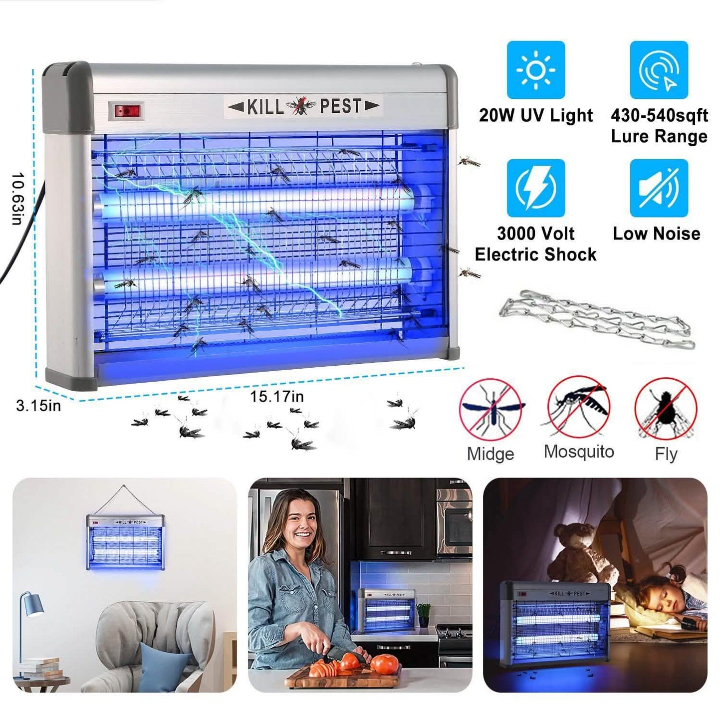 20W Electric Fly Bug Zapper Mosquito Insect Killer Pest Control - Tophatter Daily Deals