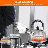 2.1 Quarts Stainless Steel Whistling Tea Kettle Stovetop Induction Gas Teapot Kitchen Tools & Gadgets - Tophatter Daily Deals
