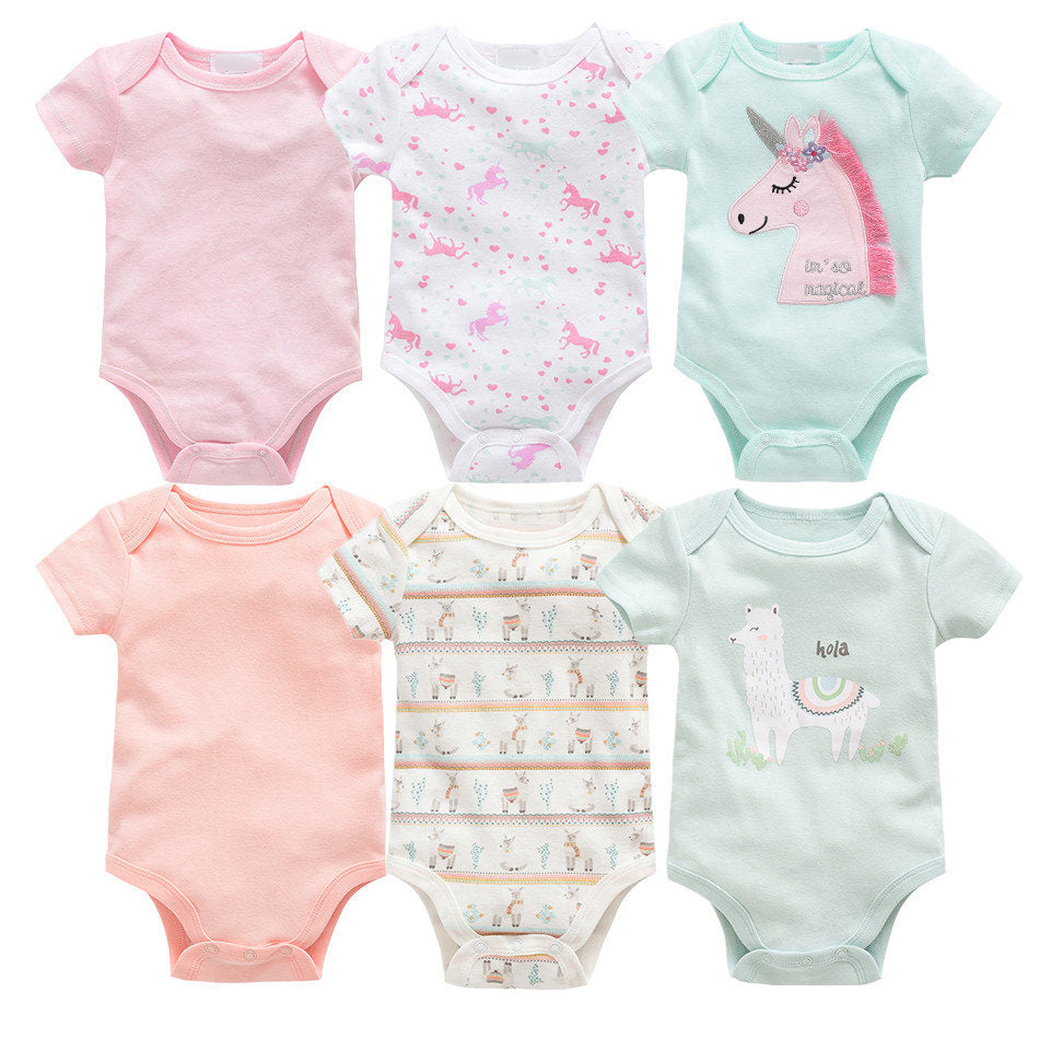 6-piece baby jumpsuit new short-sleeved baby clothes Combination 4 0 - Tophatter Daily Deals