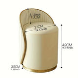 Vanity Stool Swivel Beige High Backrest Round Seat Folding Chairs & Stools - Tophatter Daily Deals