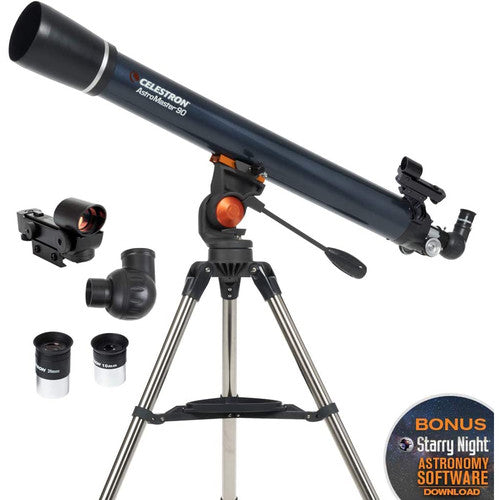 Celestron AstroMaster 90AZ 90mm f/11.1 Refractor Telescope - Tophatter Daily Deals