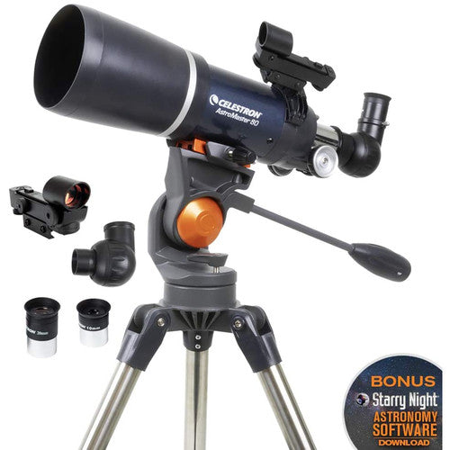 Celestron AstroMaster 80AZS 80mm f/5 Alt-Az Refractor Telescope - Tophatter Daily Deals