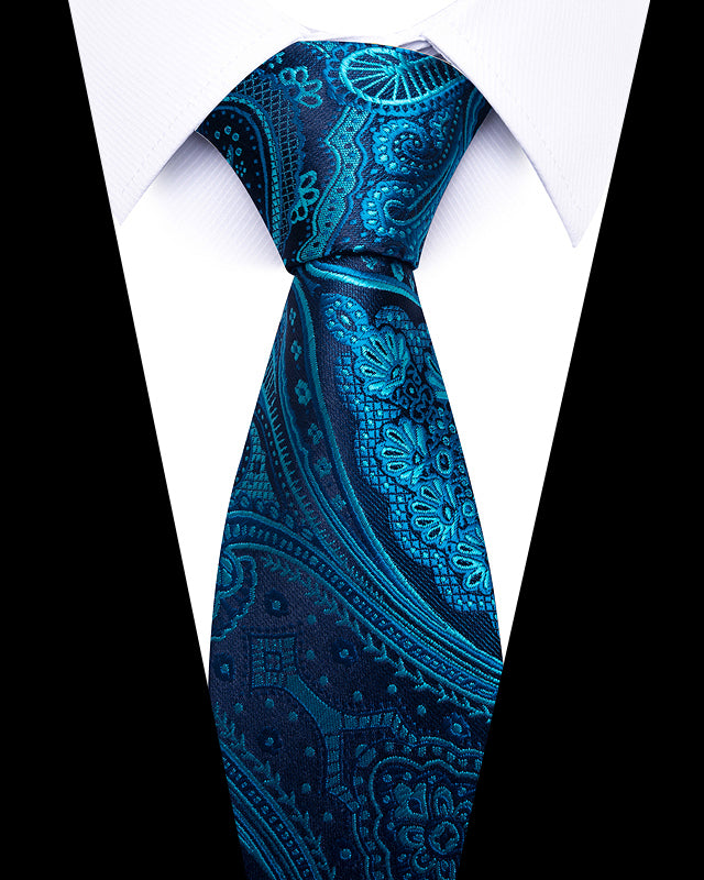 Men's Neckties - Formal Classic Patterned Tie (50 Style Options) Midnight Teal Paisley Belts & Ties - Tophatter Daily Deals