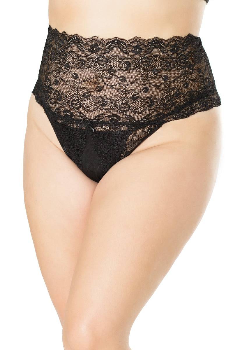 Coquette - 21134 - Crotchless Panty - Black OSXL Black Lingerie - Tophatter Daily Deals