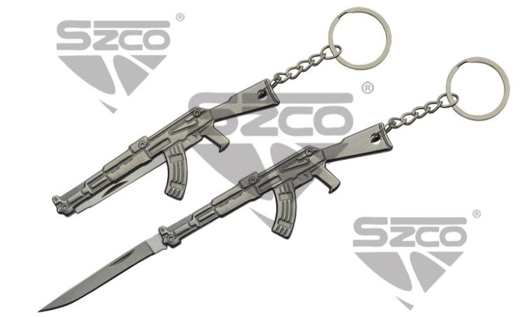 GUN KEYCHAIN KNIFE - Tophatter Daily Deals