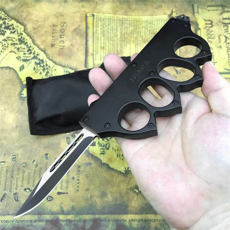 1918-style boxing gloves with a straight punch and a knife at the ready-GS06 Pocket Knives - Tophatter Daily Deals