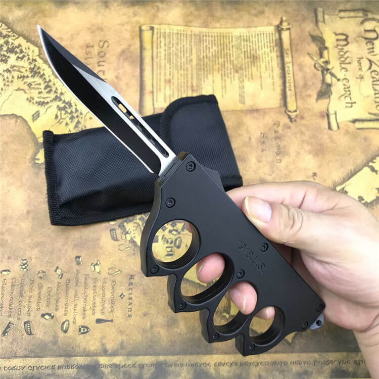1918-style boxing gloves with a straight punch and a knife at the ready-GS06 Pocket Knives - Tophatter Daily Deals