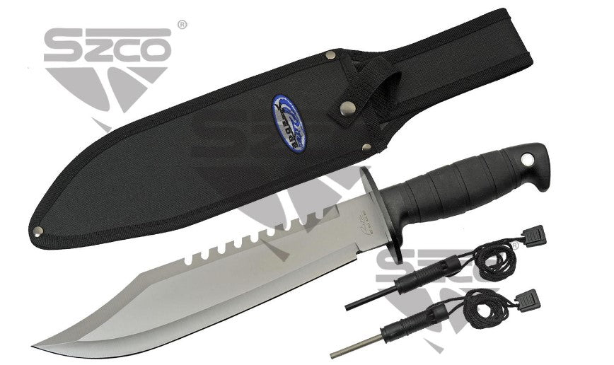 15 INCH OUTDOOR BEAST KNIFE WITH FIRE STARTER AND SHARPENER - Tophatter Daily Deals