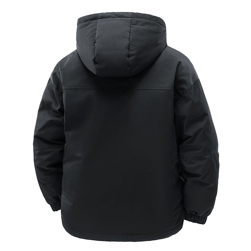 Warm Men's Puffer Jacket - Hooded Short Parka, Cotton 3D Changing Face Moving Picture Frame - Tophatter Daily Deals