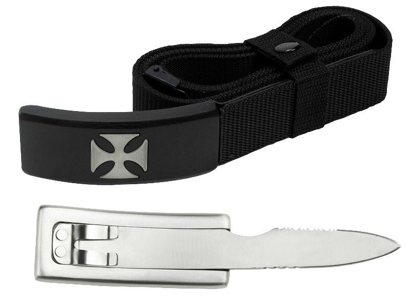 Adjustable Nylon Belt - Iron Cross Buckle Knife - TOPHATTER'S ARMORY DEALS Collectible Weapons - Tophatter Daily Deals