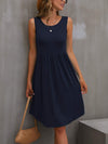 Round Neck Wide Strap Dress Dark Navy Casual Dresses - Tophatter Daily Deals