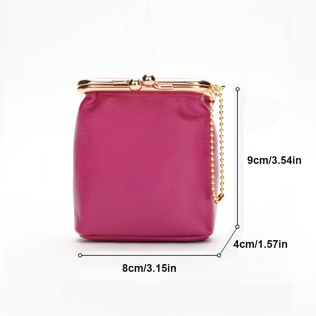 Smooth Leather Kiss Lock Mini Bag with Ball Chain, 3.5 Inch Handbags & Wallets - Tophatter Daily Deals