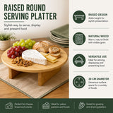 Wooden Raised Round Serving Platter 30cm, Footed Serving Board for Cake & Pastry Serving Board - Tophatter Daily Deals