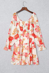 Floral Smocked Flounce Sleeve Dress Strawberry Casual Dresses - Tophatter Daily Deals