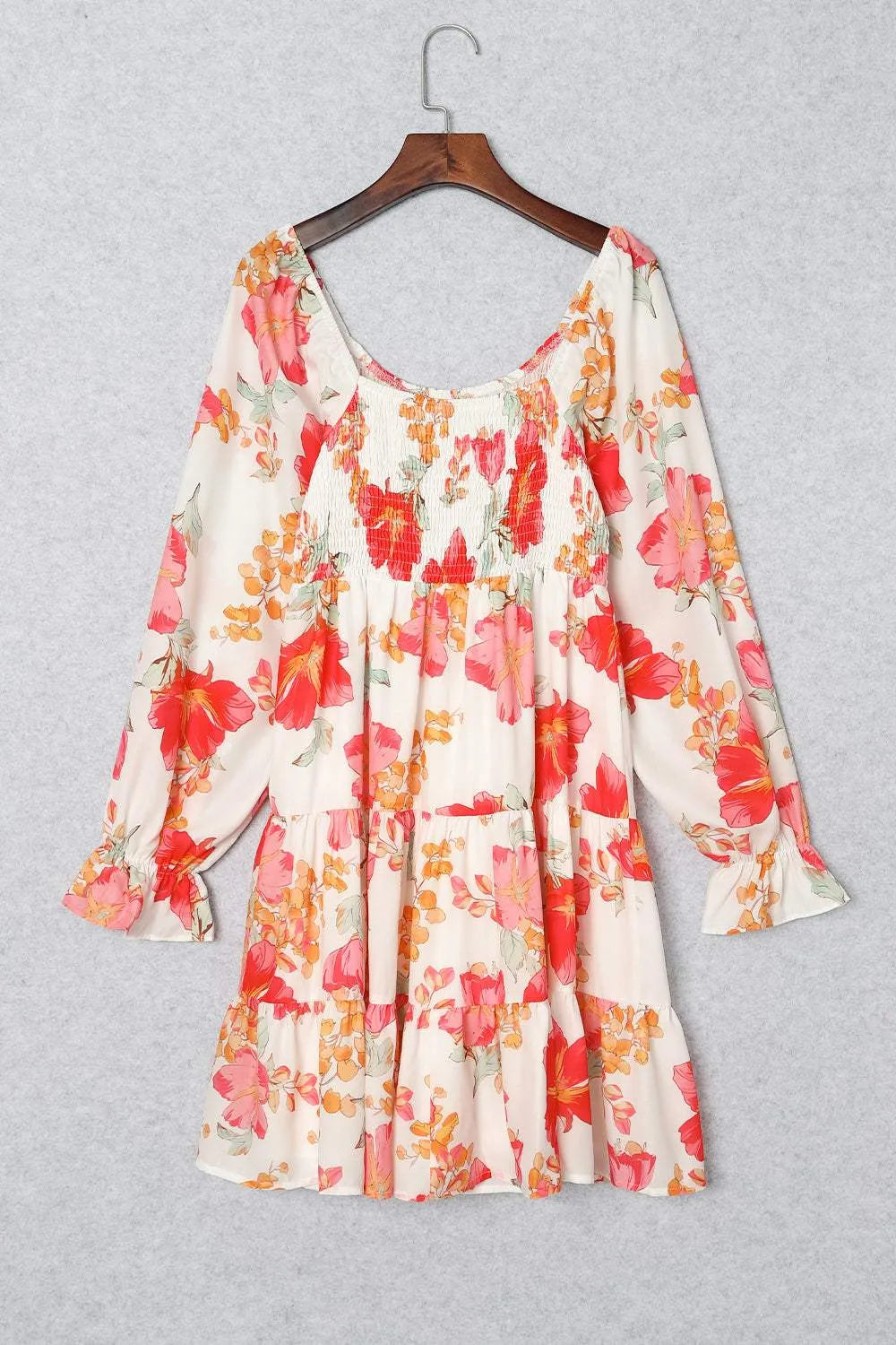 Floral Smocked Flounce Sleeve Dress Strawberry Casual Dresses - Tophatter Daily Deals