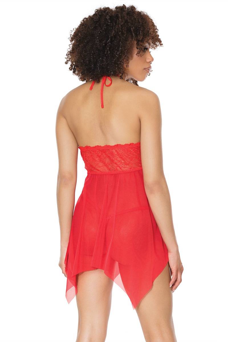 Coquette - 21305 - Halter Babydoll Set - Cranberry - OS Lingerie - Tophatter Daily Deals