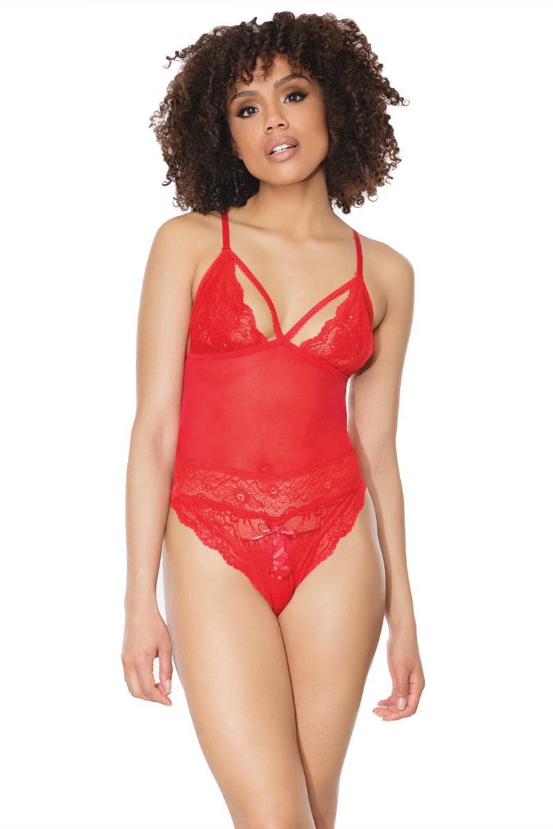 Coquette - 21306 - Crotchless Teddy - Cranberry - OS Lingerie - Tophatter Daily Deals