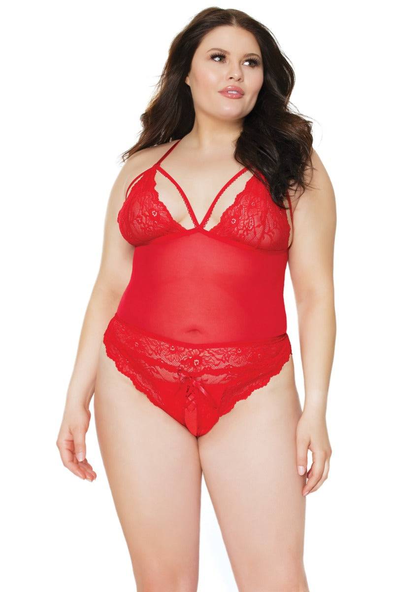 Coquette - 21306 - Crotchless Teddy - Cranberry - OS/XL Lingerie - Tophatter Daily Deals