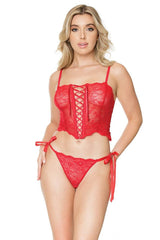 Coquette - 21307 - Cami Top & Panty Set - Cranberry - OS Lingerie - Tophatter Daily Deals