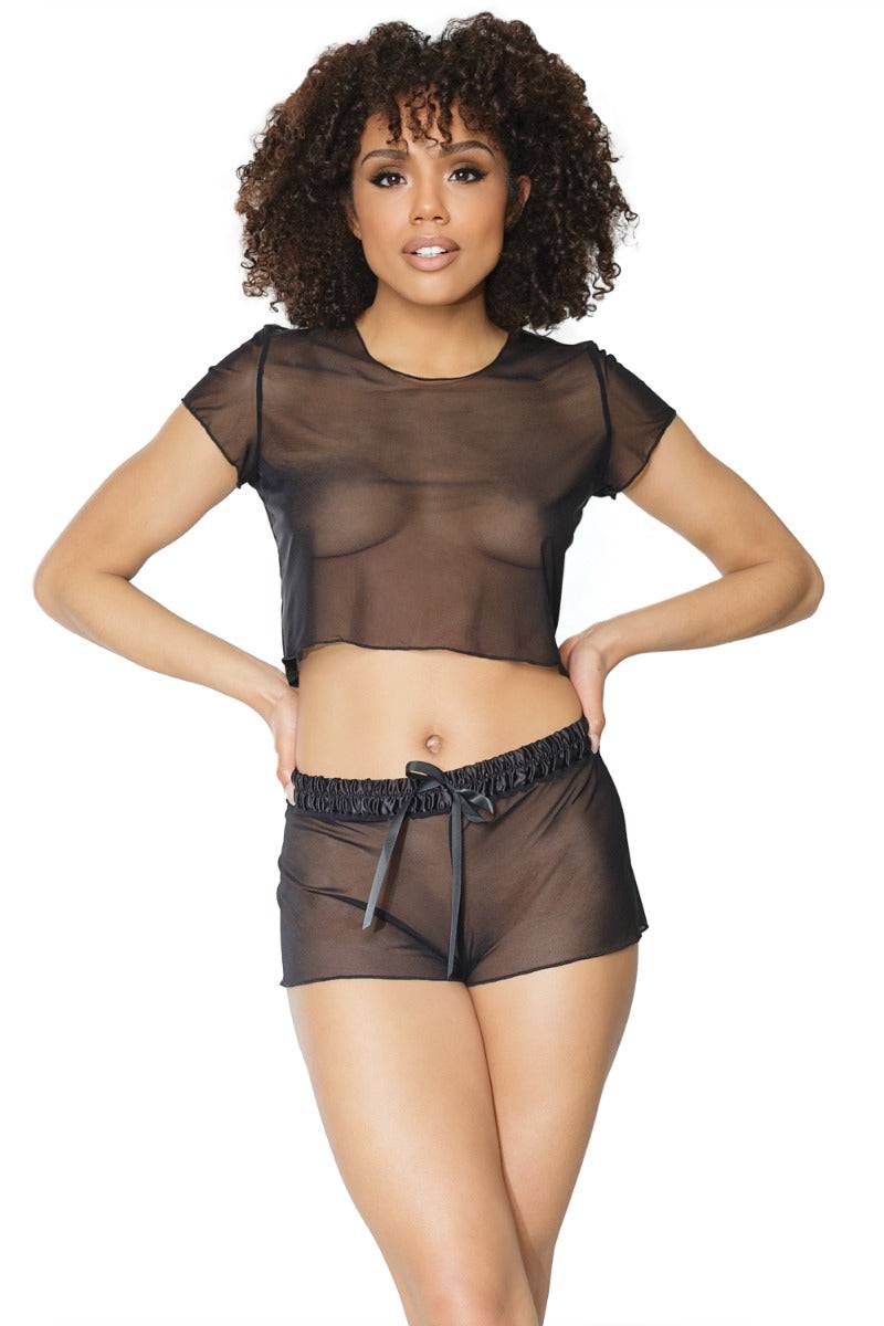 Coquette - 21328 - Crop Top & Booty Short Set - Black - OS Lingerie - Tophatter Daily Deals