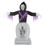 Grim Reaper Inflatable With LED Tombstone Halloween Decor 3D Changing Face Moving Picture Frame - Tophatter Daily Deals