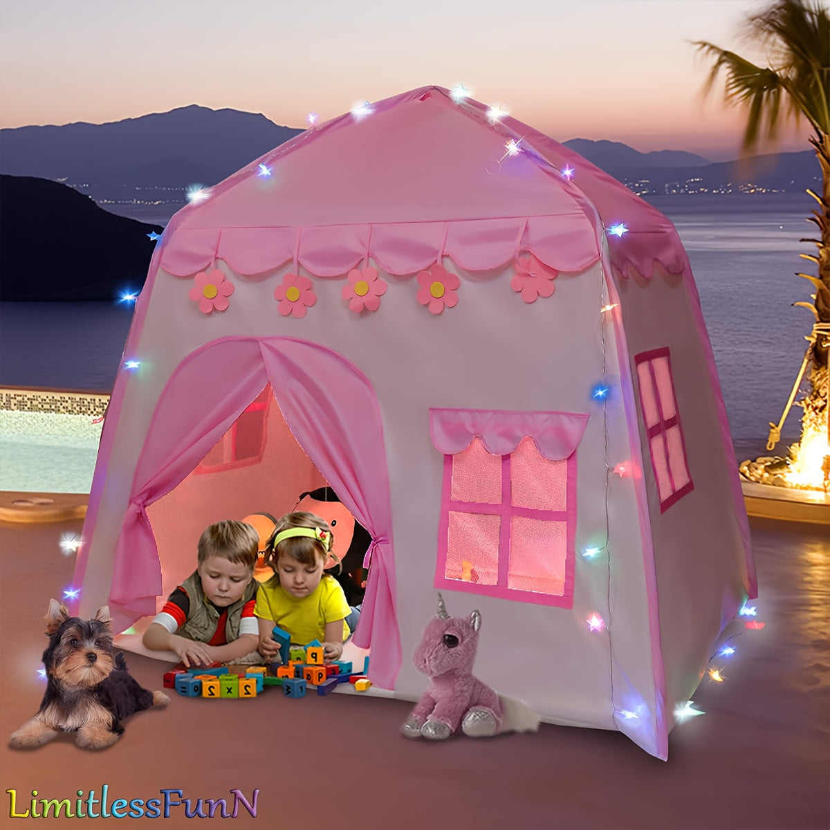 Floral Tent Playhouse for Kids Outdoor Play Tents & Playhouse - Tophatter Daily Deals
