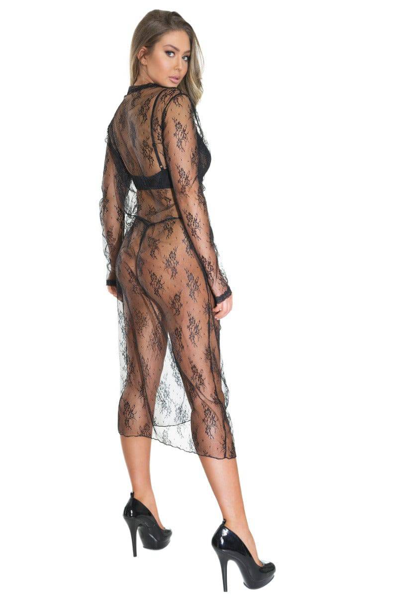Coquette - 21405 - Robe & G-string Set - Black - OS Lingerie - Tophatter Daily Deals